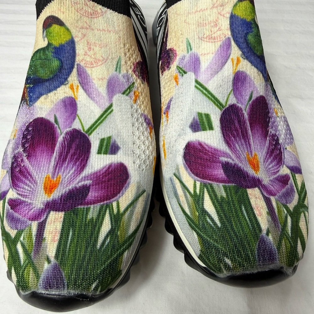 Dolce & Gabbana Purple Floral Slip-On Sneakers